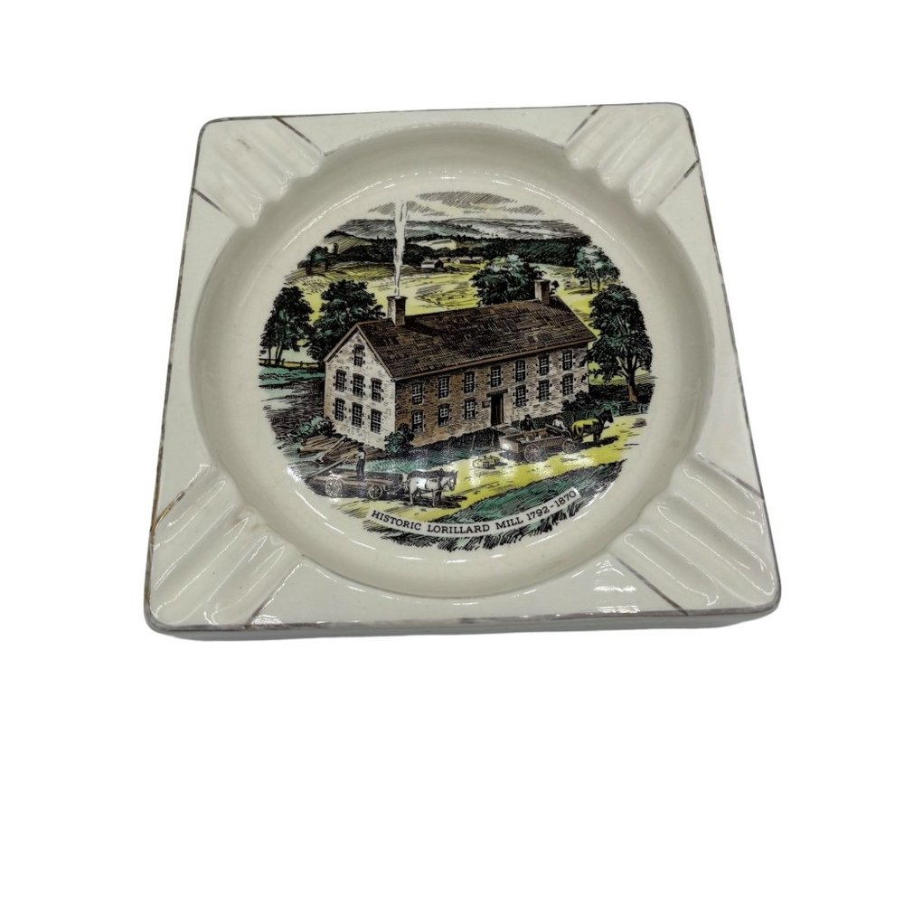 Vintage Historic Lorillard Mill Ash Tray 7.5x7.5
